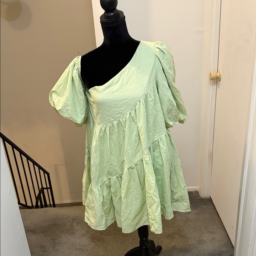 Showpo Light Green One Shoulder Dress